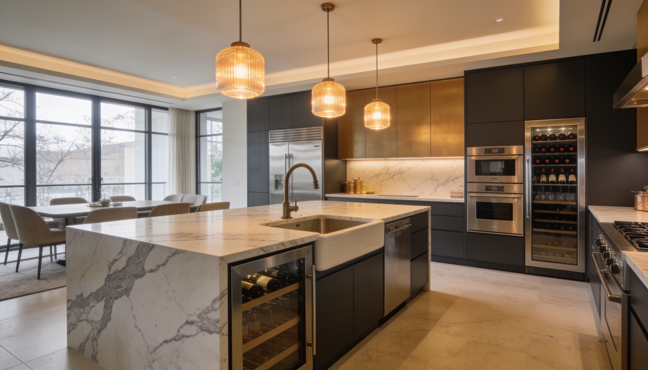 Luxury interior with premium stone surfaces